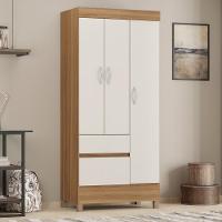 Kit Guarda Roupa Solteiro 3 Portas Wind Cômoda Astral Amêndola Touch Off White - 3