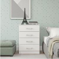 Cômoda Pequena Com 4 Gavetas 55x93cm Mdp Branco Menu Móveis Branco - 1