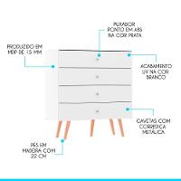 Kit Para Quarto Guarda-roupa E Cômoda Retrô Mdp Menu Móveis Branco - 3