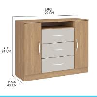 Cômoda Grande Para Quarto Casal 3 Gvts 2 Pts Mdp Menu Móveis Marrom - 2