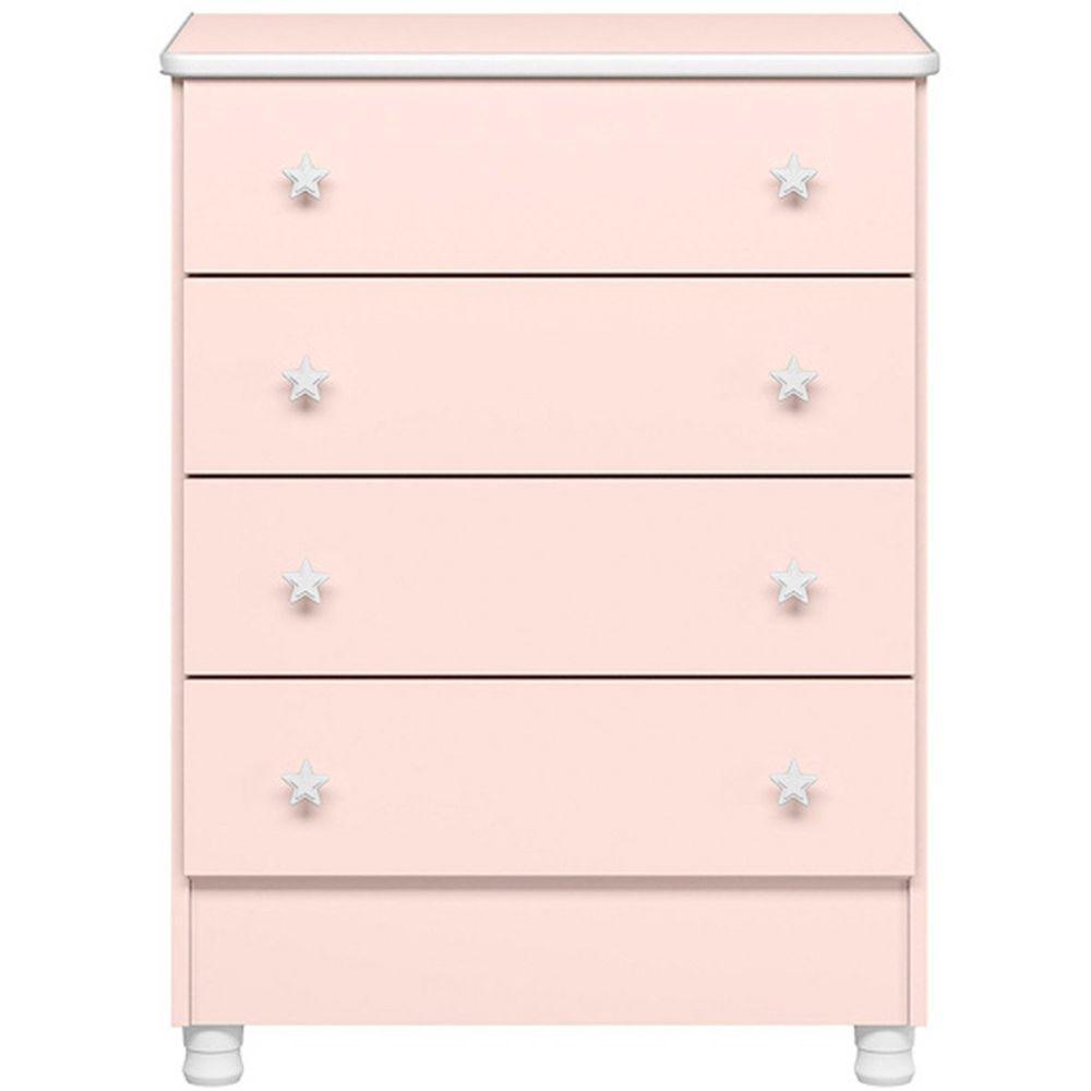 Cômoda Infantil 4 Gavetas Mdp Com Pés Doce Mel Rosa - 1
