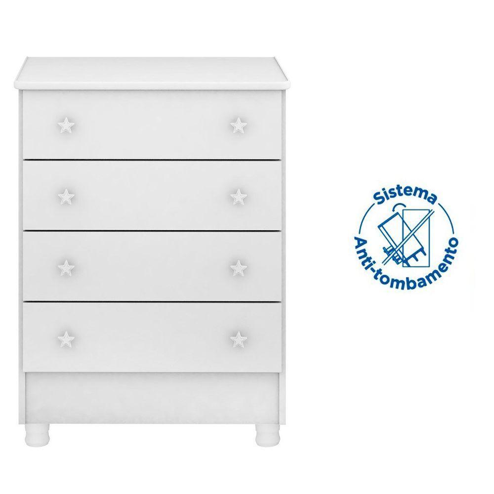 Cômoda Infantil 4 Gavetas Mdp Com Pés Doce Mel Rosa - 4