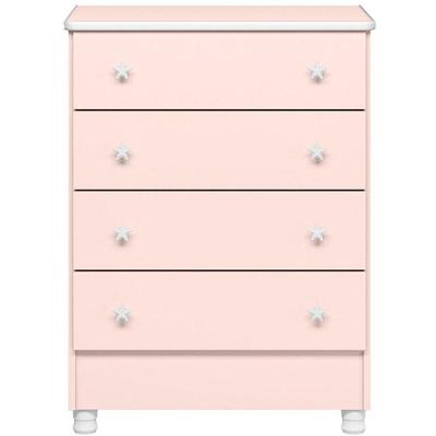 Cômoda Infantil 4 Gavetas Mdp Com Pés Doce Mel Rosa