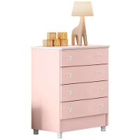 Cômoda Infantil 4 Gavetas Mdp Com Pés Doce Mel Rosa - 5