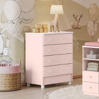 Cômoda Infantil 4 Gavetas Mdp Com Pés Doce Mel Rosa - 6