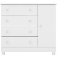 Cômoda Sapateira Infantil 1 Porta 4 Gavetas C/ Pés Doce Mel Branco - 1