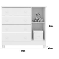 Cômoda Sapateira Infantil 1 Porta 4 Gavetas C/ Pés Doce Mel Branco - 2