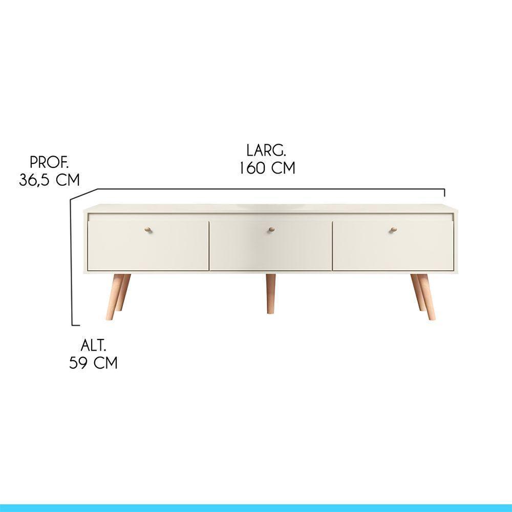 Rack Memphis Tv 65 Pol 3 Pts Retrô Mdp Champanhe Menu Móveis Champanhe - 3