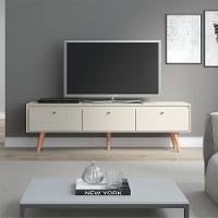 Rack Memphis Tv 65 Pol 3 Pts Retrô Mdp Champanhe Menu Móveis Champanhe - 1