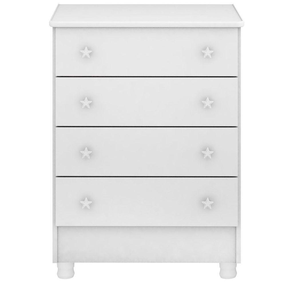 Cômoda Infantil 4 Gavetas Mdp Com Pés Doce Mel Branco - 1