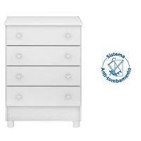 Cômoda Infantil 4 Gavetas Mdp Com Pés Doce Mel Branco