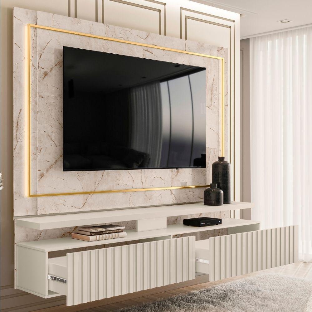 Painel Suspenso Tv 75 Polegadas Gaia Calacata Off White Madetec - 4