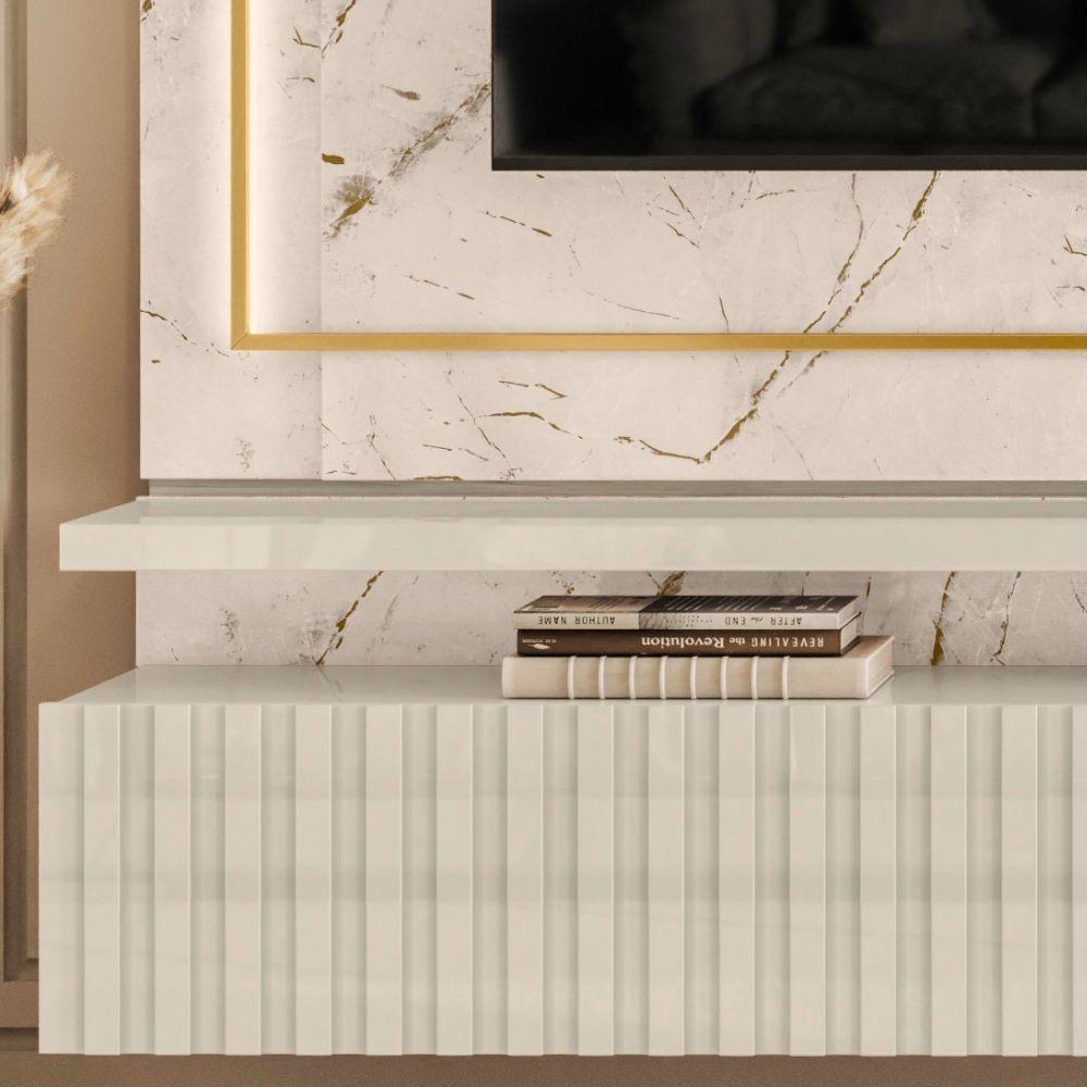 Painel Suspenso Tv 75 Polegadas Gaia Calacata Off White Madetec - 5