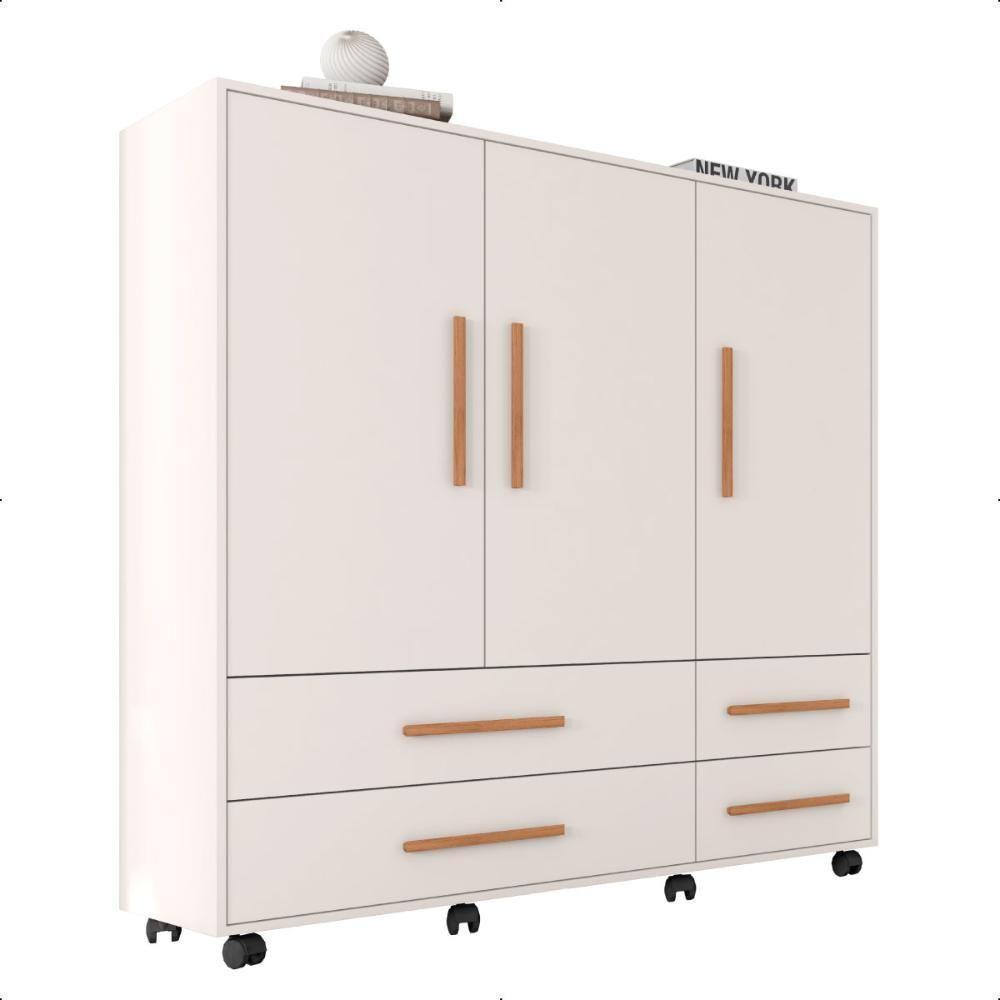 Cômoda 3 Portas 4 Gavetas Seth Branca Caemmun - 3