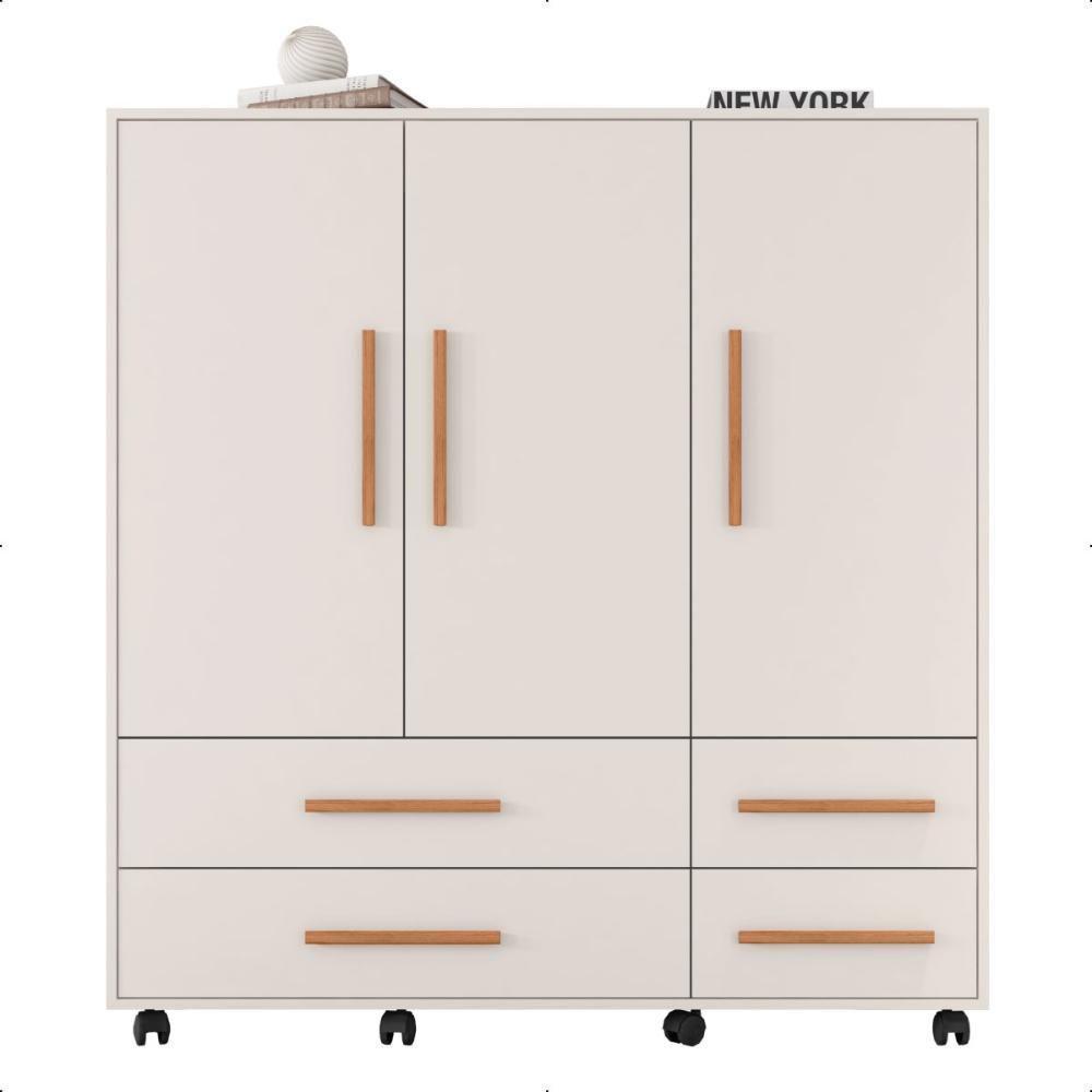 Cômoda 3 Portas 4 Gavetas Seth Branca Caemmun - 4