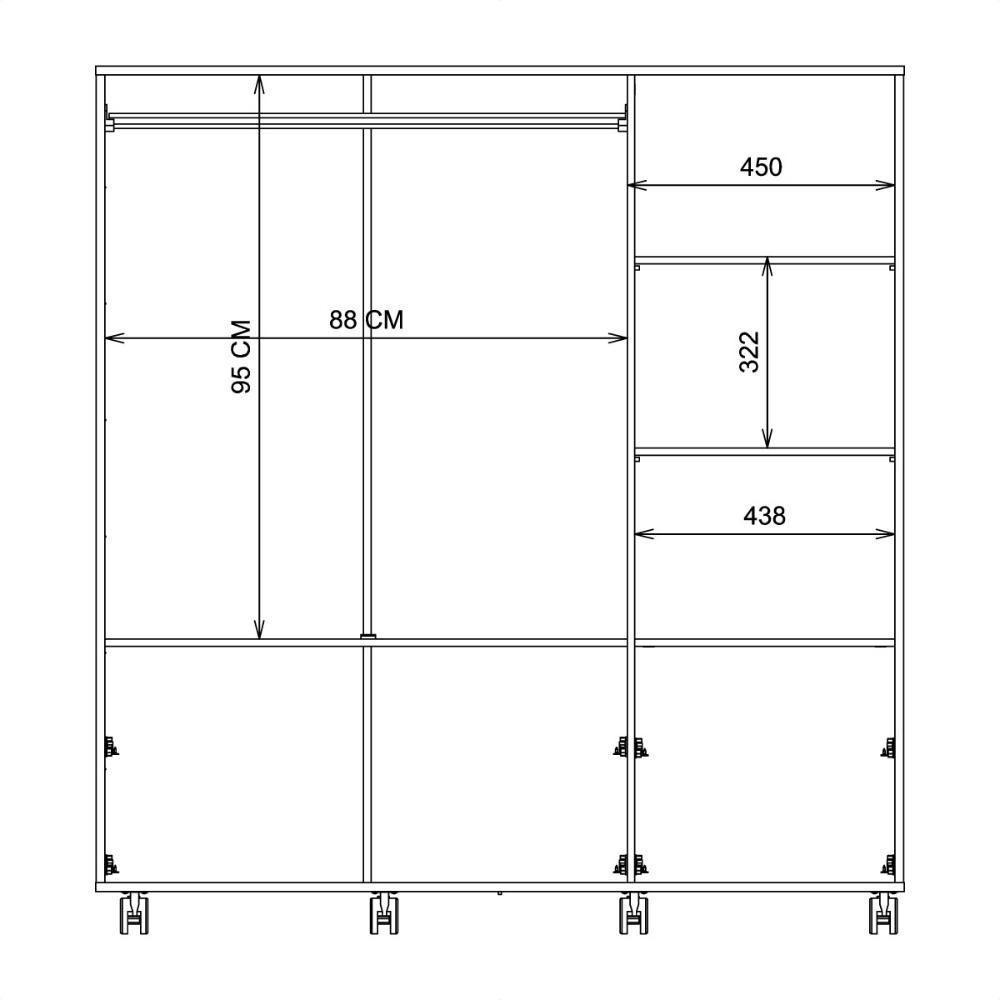 Cômoda 3 Portas 4 Gavetas Seth Branca Caemmun - 5