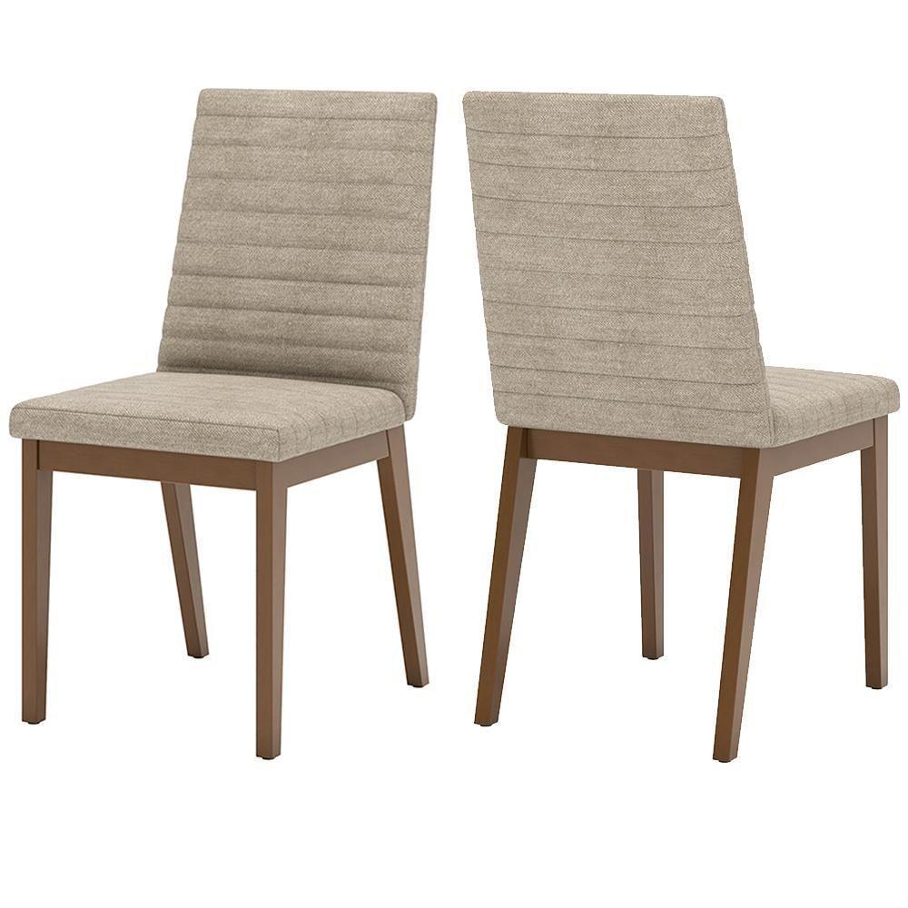 Kit 2 Cadeiras Estofadas Sala De Jantar Elena Suede Creme Henn - 1