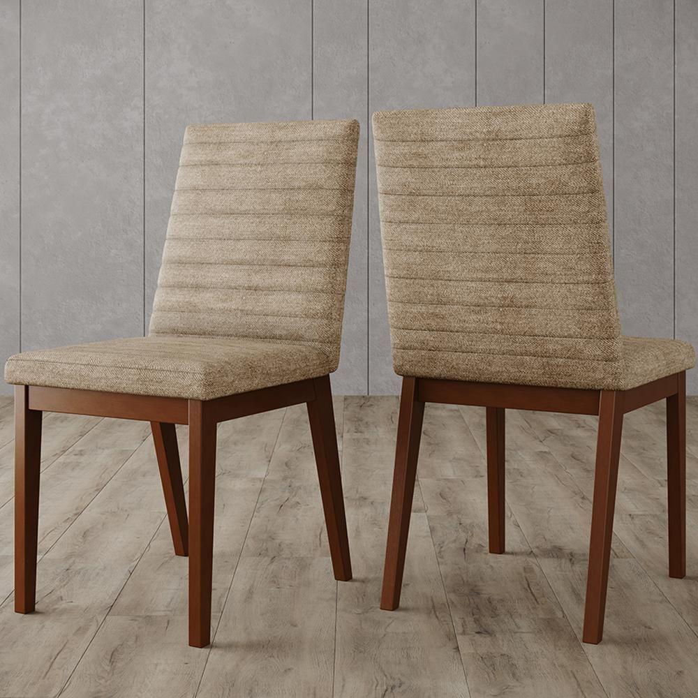 Kit 2 Cadeiras Estofadas Sala De Jantar Elena Suede Creme Henn - 2