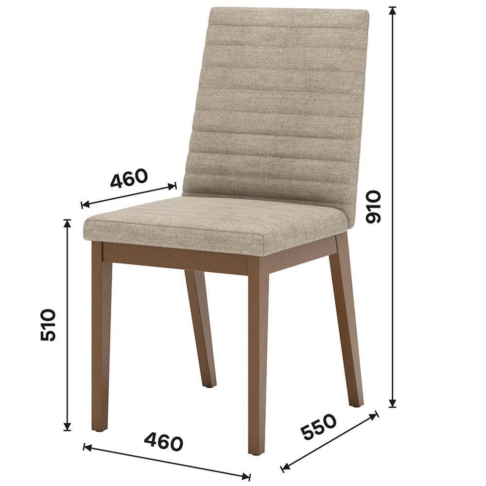 Kit 2 Cadeiras Estofadas Sala De Jantar Elena Suede Creme Henn - 4