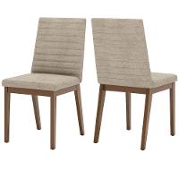 Kit 2 Cadeiras Estofadas Sala De Jantar Elena Suede Creme Henn - 1