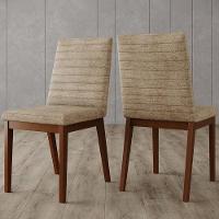 Kit 2 Cadeiras Estofadas Sala De Jantar Elena Suede Creme Henn - 2