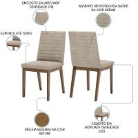 Kit 2 Cadeiras Estofadas Sala De Jantar Elena Suede Creme Henn - 3