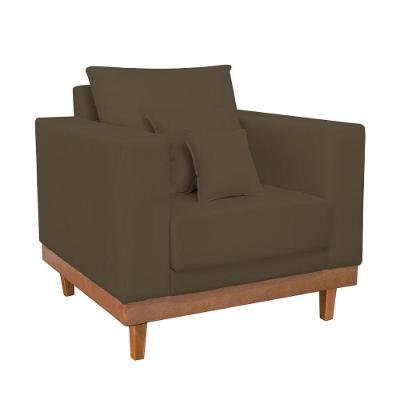 Sofá Poltrona Living Sala Quarto Recepção Suede Marrom Balaqui Estofados