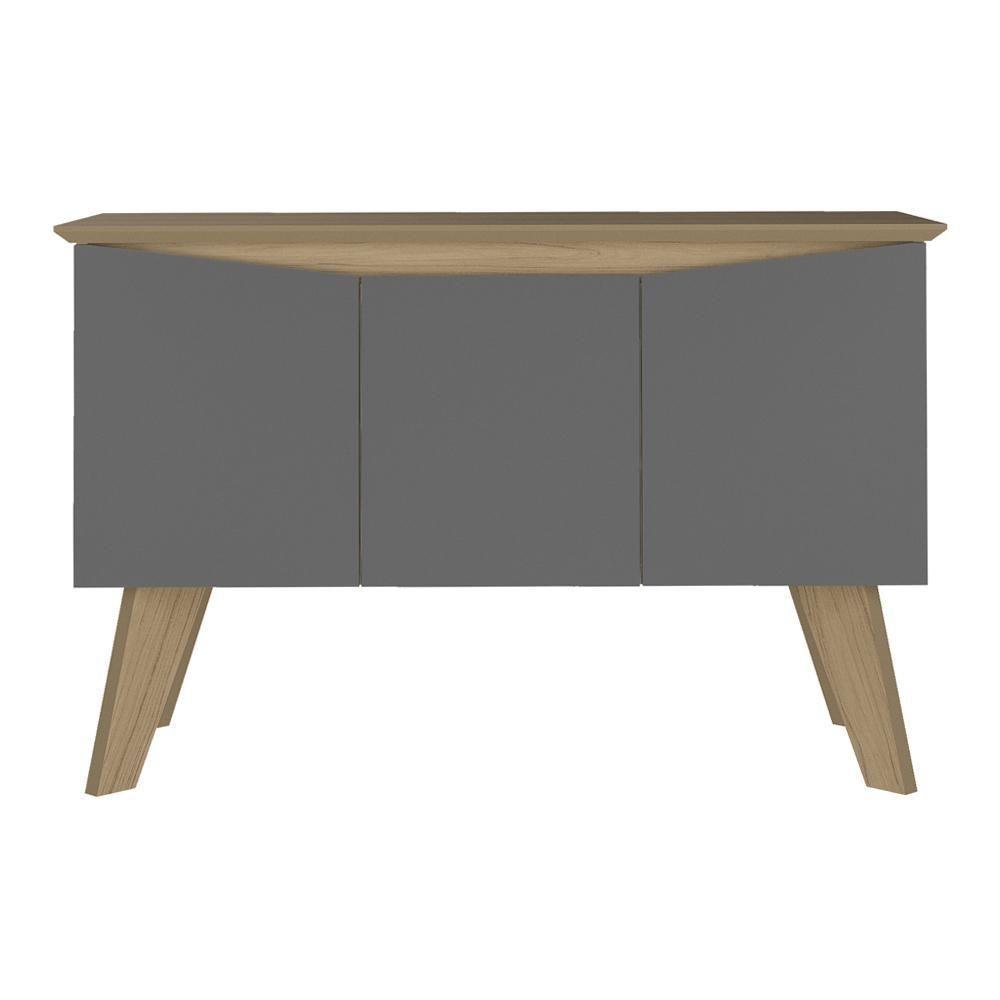 Buffet Aparador 3p Bordas Invertidas Carvalho Grafite Arly - 1