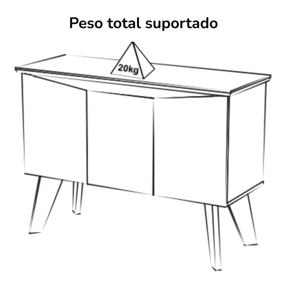 Buffet Aparador 3p Bordas Invertidas Carvalho Grafite Arly - 4