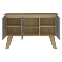 Buffet Aparador 3p Bordas Invertidas Carvalho Grafite Arly - 2