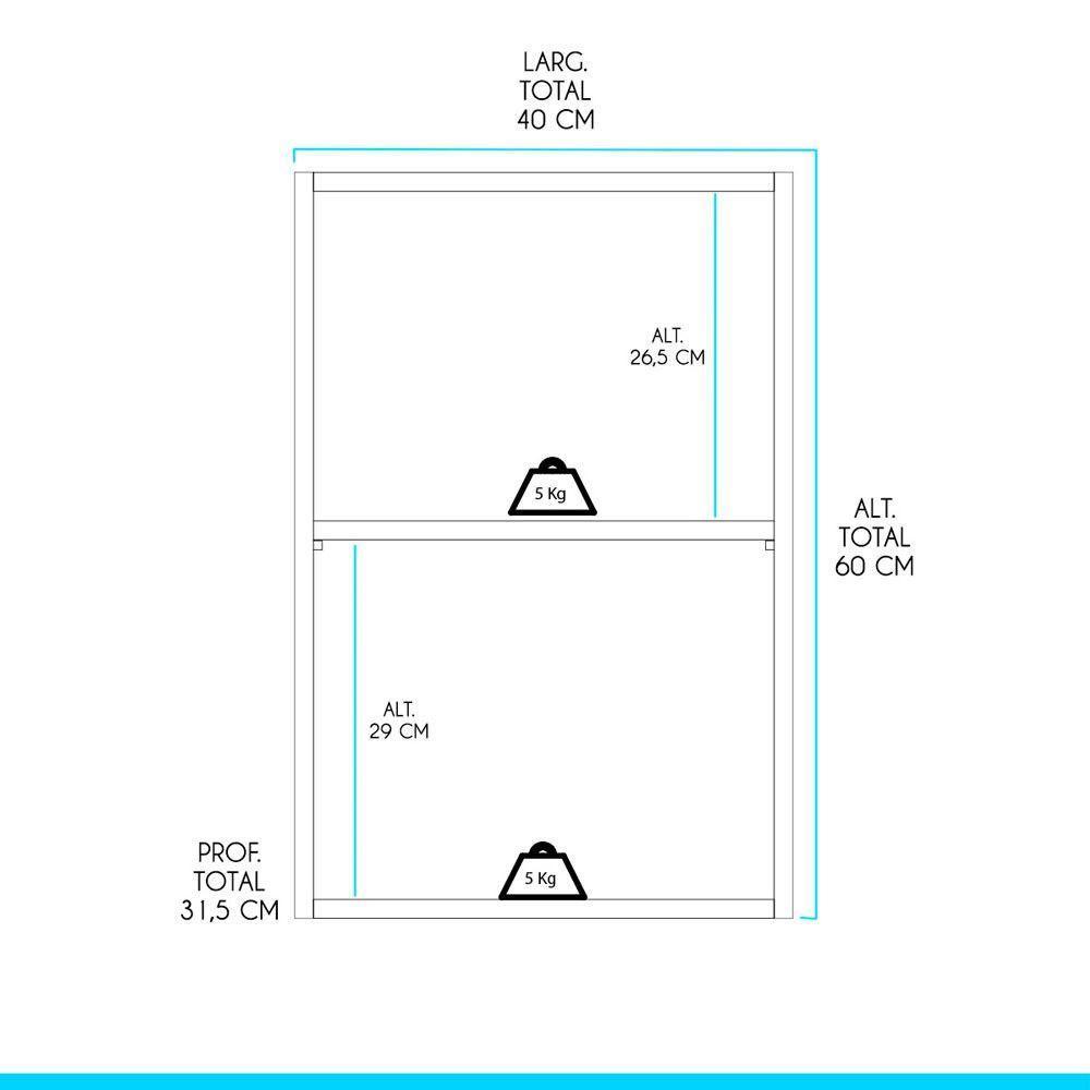 Armário Aéreo Sabrina 1 Porta 40x60cm Mdp Branco Menu Móveis Branco - 3