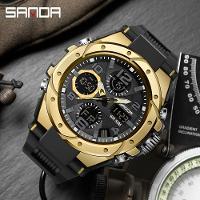 Relógio Esportivo Masculino - à Prova D'água 50m, Display Led Preto Dourado - 2