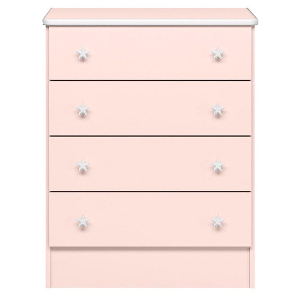 Cômoda Infantil 4 Gavetas Mdp Doce Mel Rosa - 1