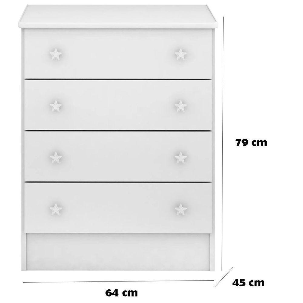 Cômoda Infantil 4 Gavetas Mdp Doce Mel Rosa - 2