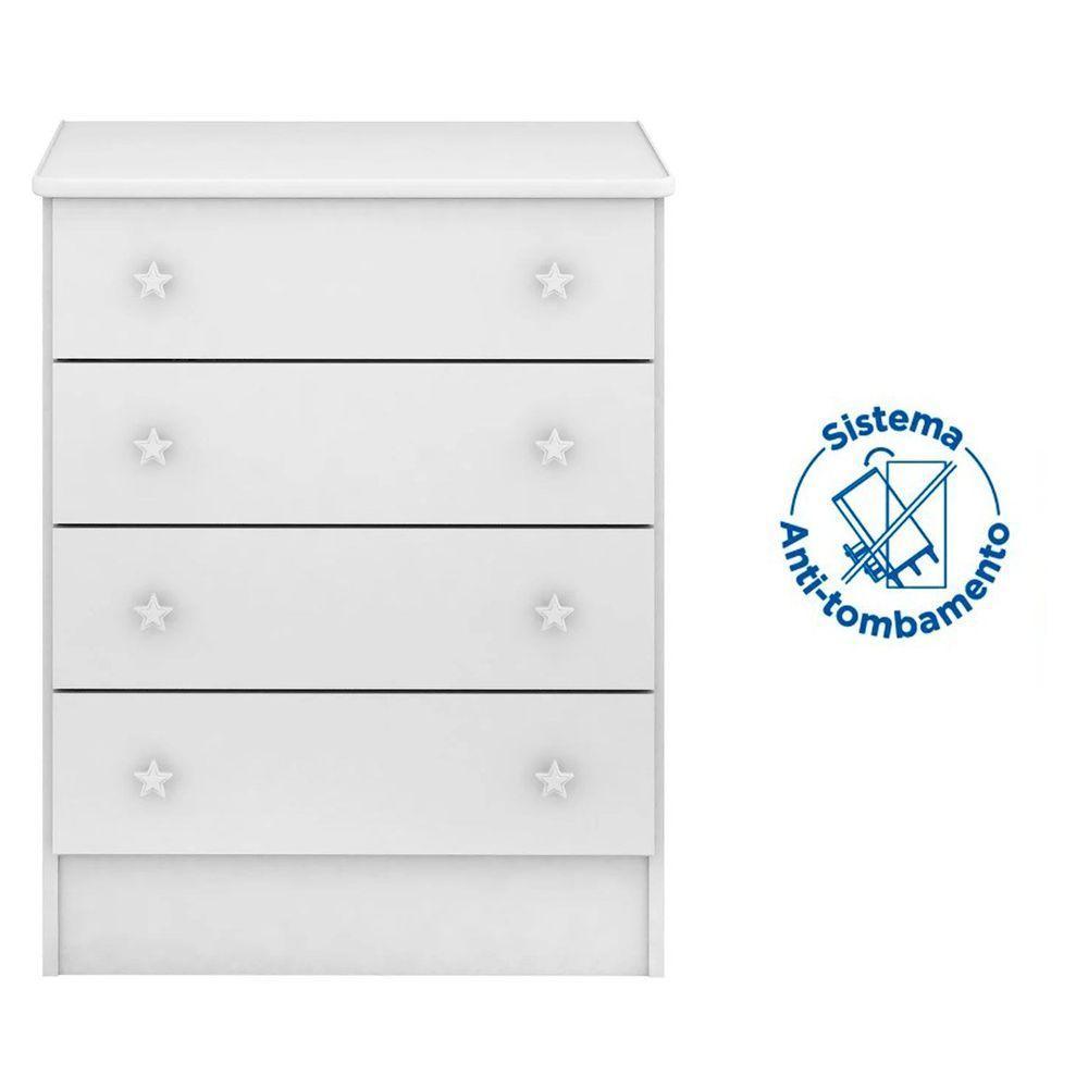 Cômoda Infantil 4 Gavetas Mdp Doce Mel Rosa - 4