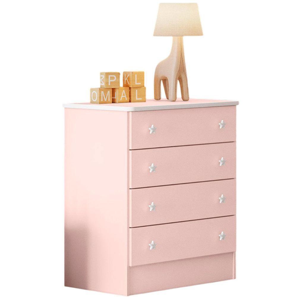 Cômoda Infantil 4 Gavetas Mdp Doce Mel Rosa - 5
