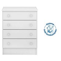 Cômoda Infantil 4 Gavetas Mdp Doce Mel Rosa