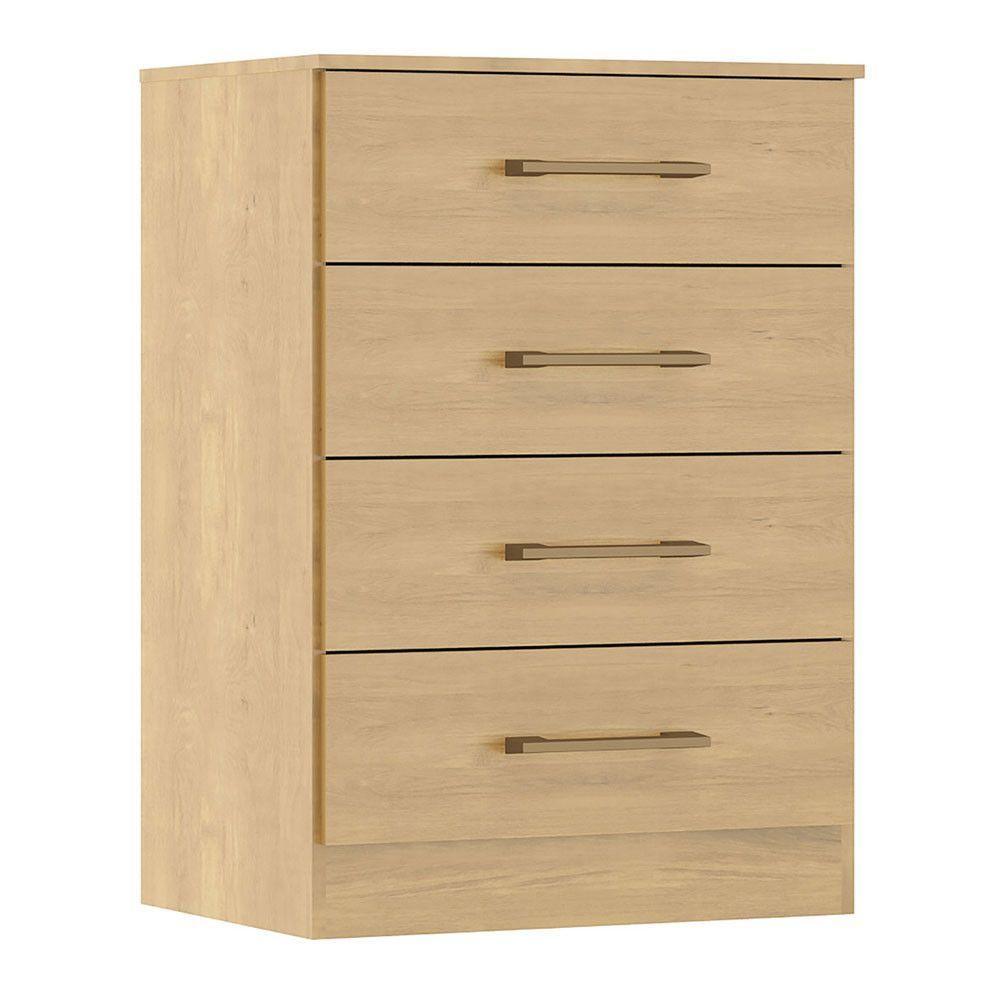 Cômoda Pequena 4 Gavetas 55x93cm Mdp Carvalho Menu Móveis Carvalho - 2