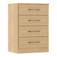 Cômoda Pequena 4 Gavetas 55x93cm Mdp Carvalho Menu Móveis Carvalho - 2