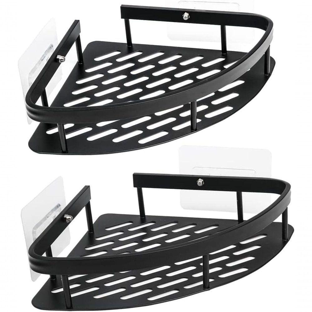 Kit 2 Prateleira L Metal Canto Organizador Multiuso Banheiro Box Sem Furar Parede - 1