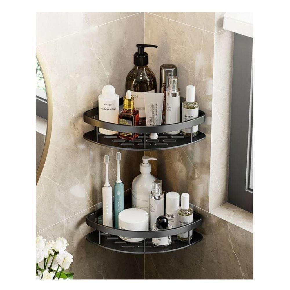 Kit 2 Prateleira L Metal Canto Organizador Multiuso Banheiro Box Sem Furar Parede - 2