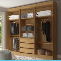 Guarda Roupa Casal 250x230cm 6 Pts 3 Gavetas Mdp Menu Móveis Branco Carvalho - 2