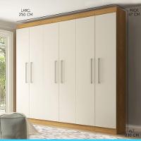 Guarda Roupa Casal 250x230cm 6 Pts 3 Gavetas Mdp Menu Móveis Branco Carvalho - 3