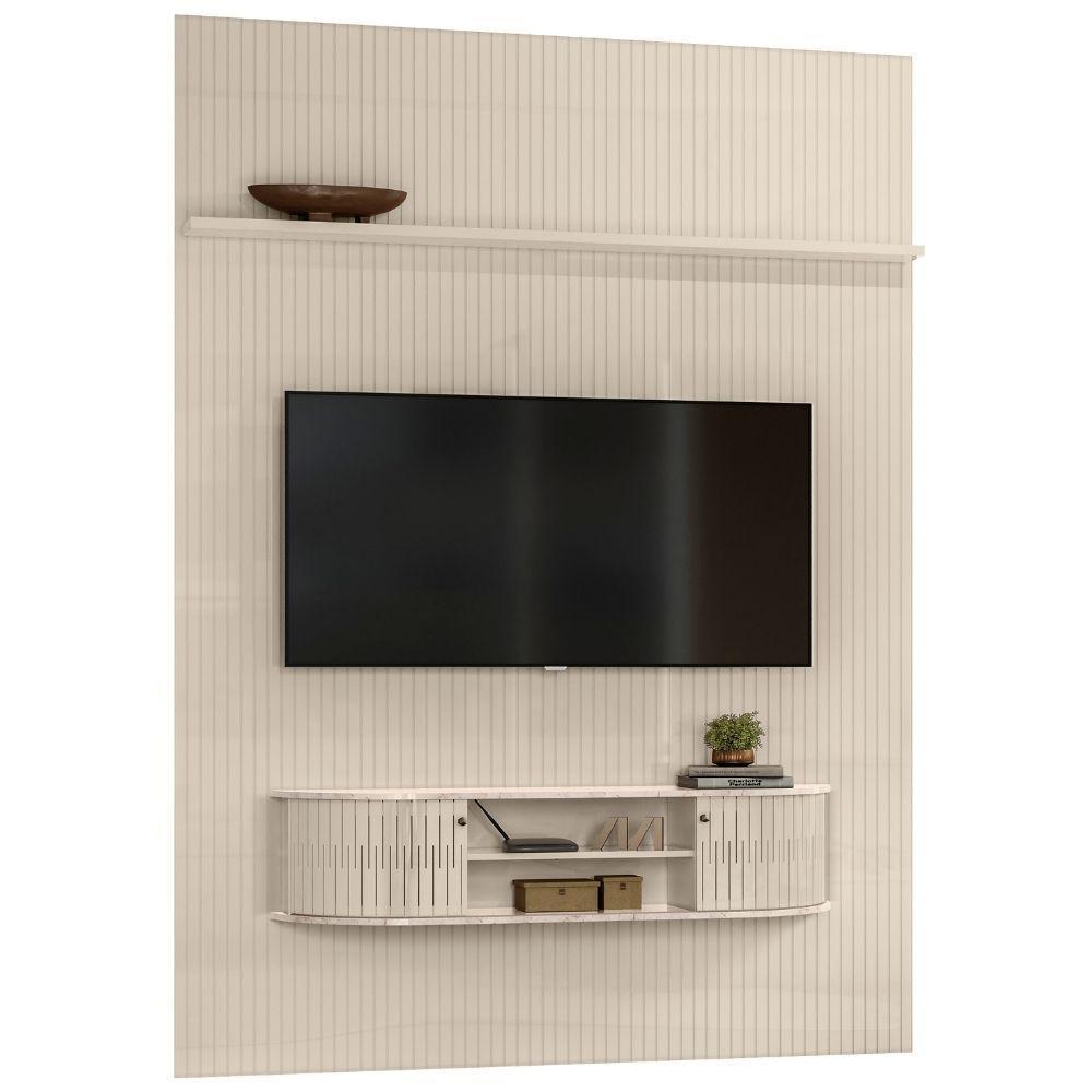 Painel Home Suspenso Tv 65 Polegadas New Monte Carlo Calacata Off White Madetec - 1