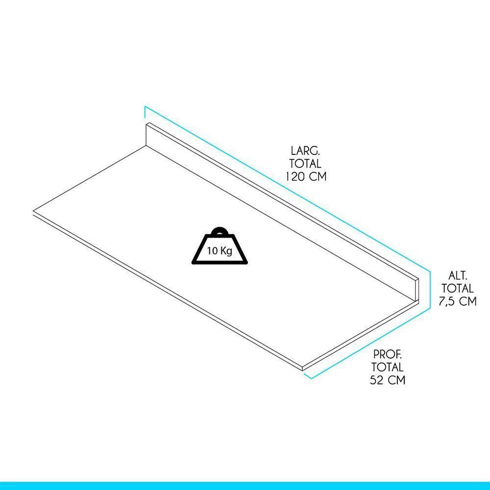 Tampo Balcão Cozinha Sabrina 120x52cm Branco Mdp Menu Móveis Branco - 3