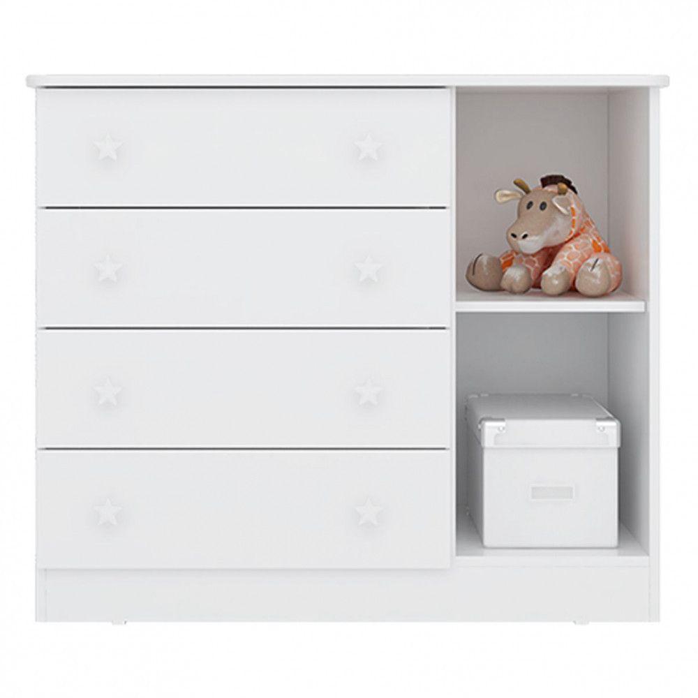 Cômoda Infantil Doce Sonho Com 1 Porta E 4 Gavetas Qmovi Branco - 4