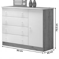 Cômoda Infantil Doce Sonho Com 1 Porta E 4 Gavetas Qmovi Branco - 3