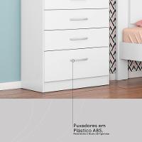 Kit Guarda Roupa Solteiro 4 Portas Astro Cômoda Astral Branco - 8