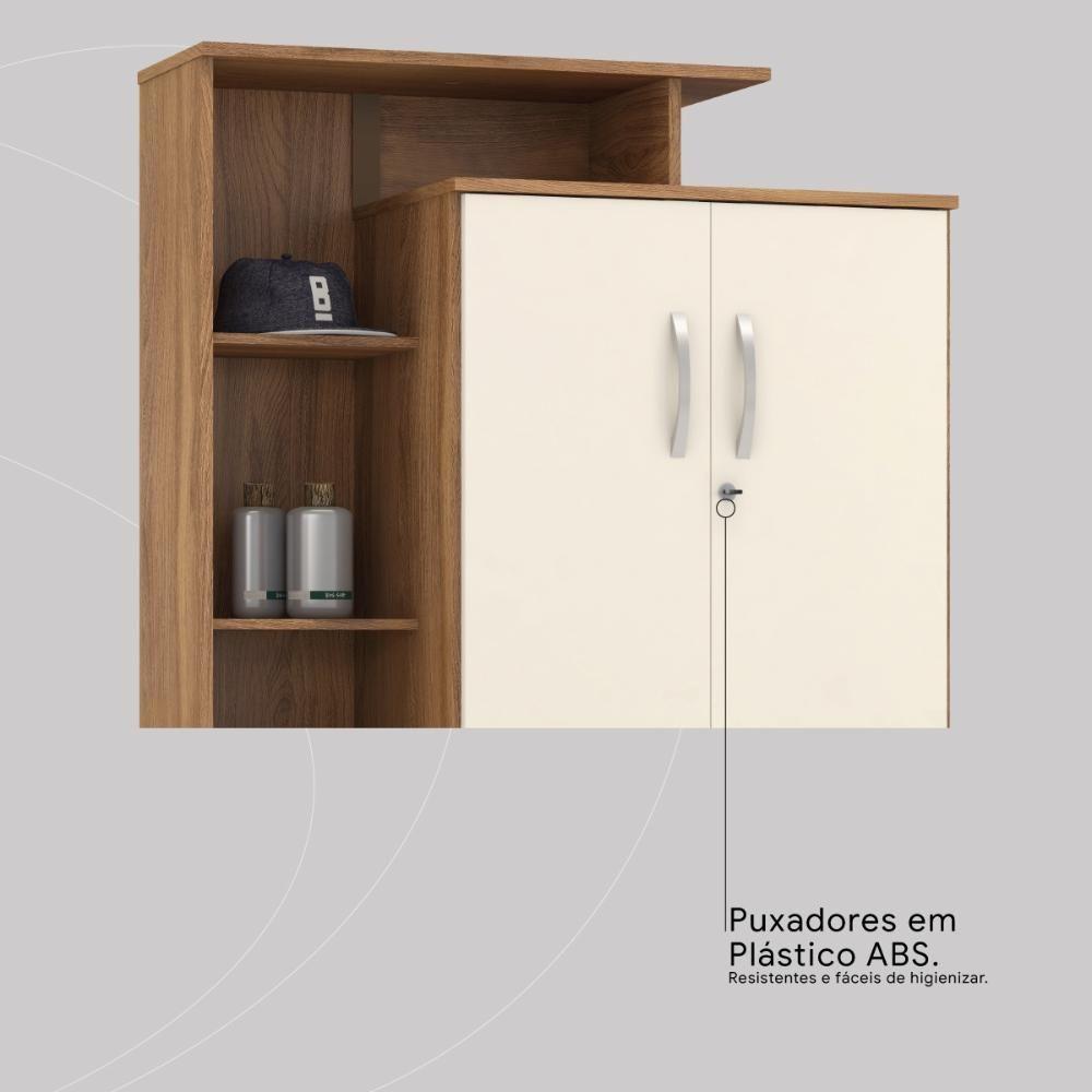Armário Multiuso Sapateira 2 Portas Com Chave Elite Amêndola Touch Off White - 8