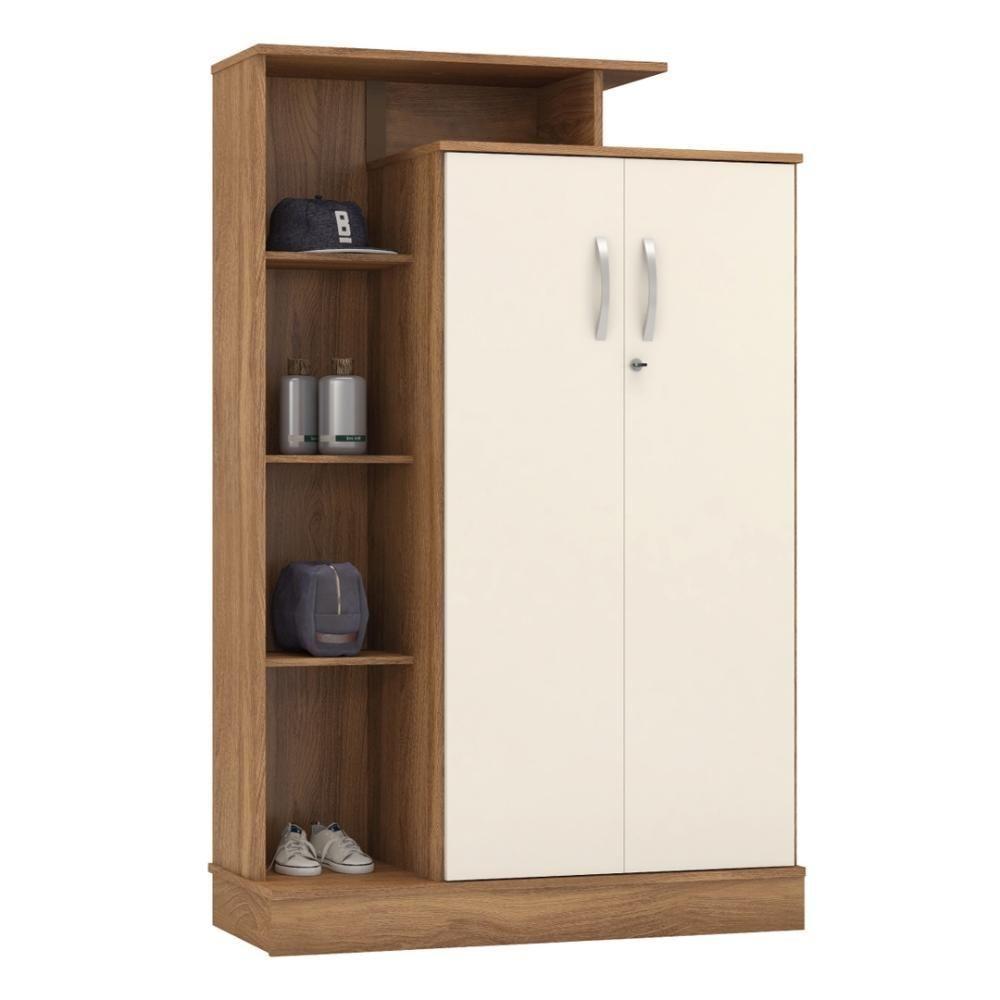 Armário Multiuso Sapateira 2 Portas Com Chave Elite Amêndola Touch Off White - 9